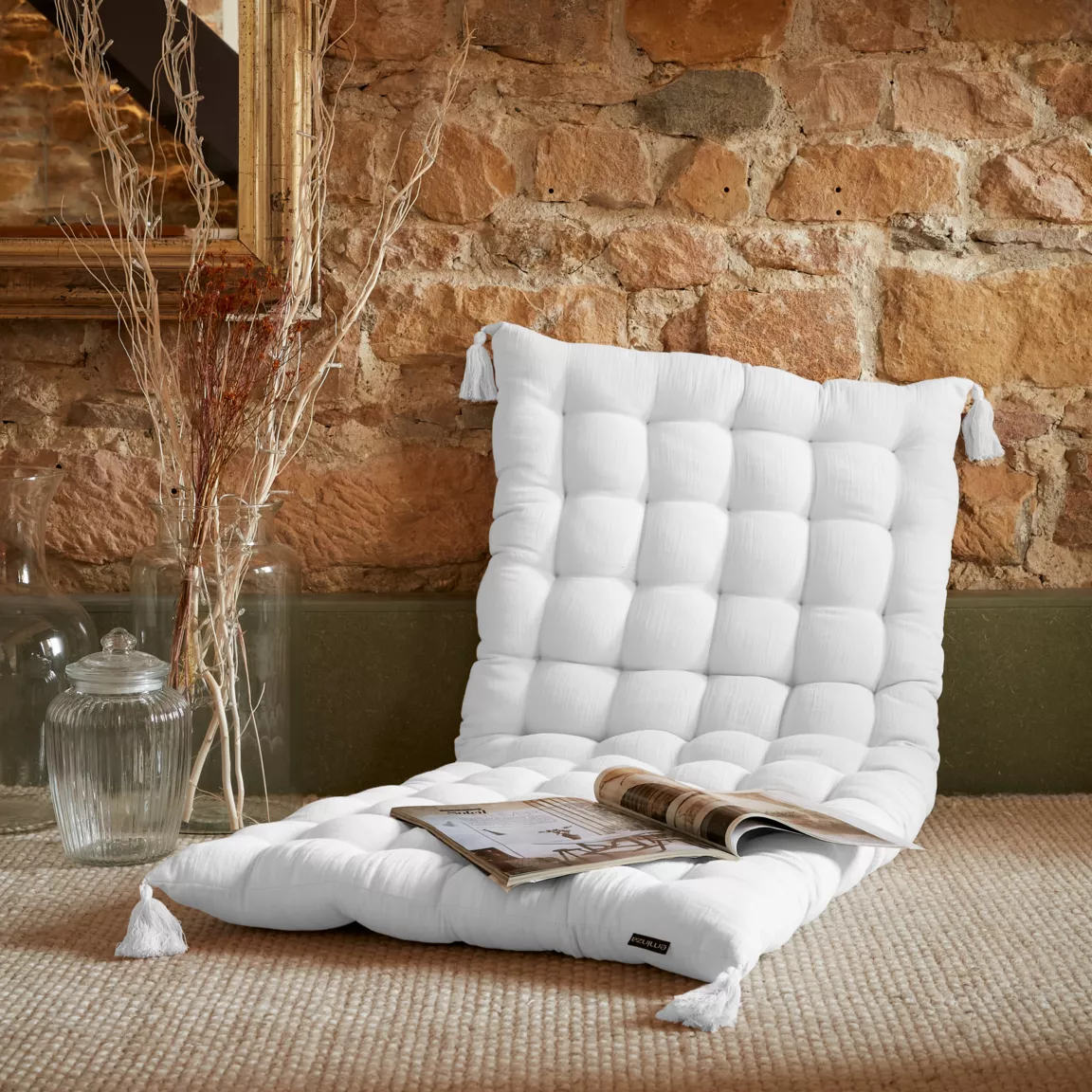 Matelas de sol gaze de coton (60 x 120 cm) Gaïa Blanc chantilly