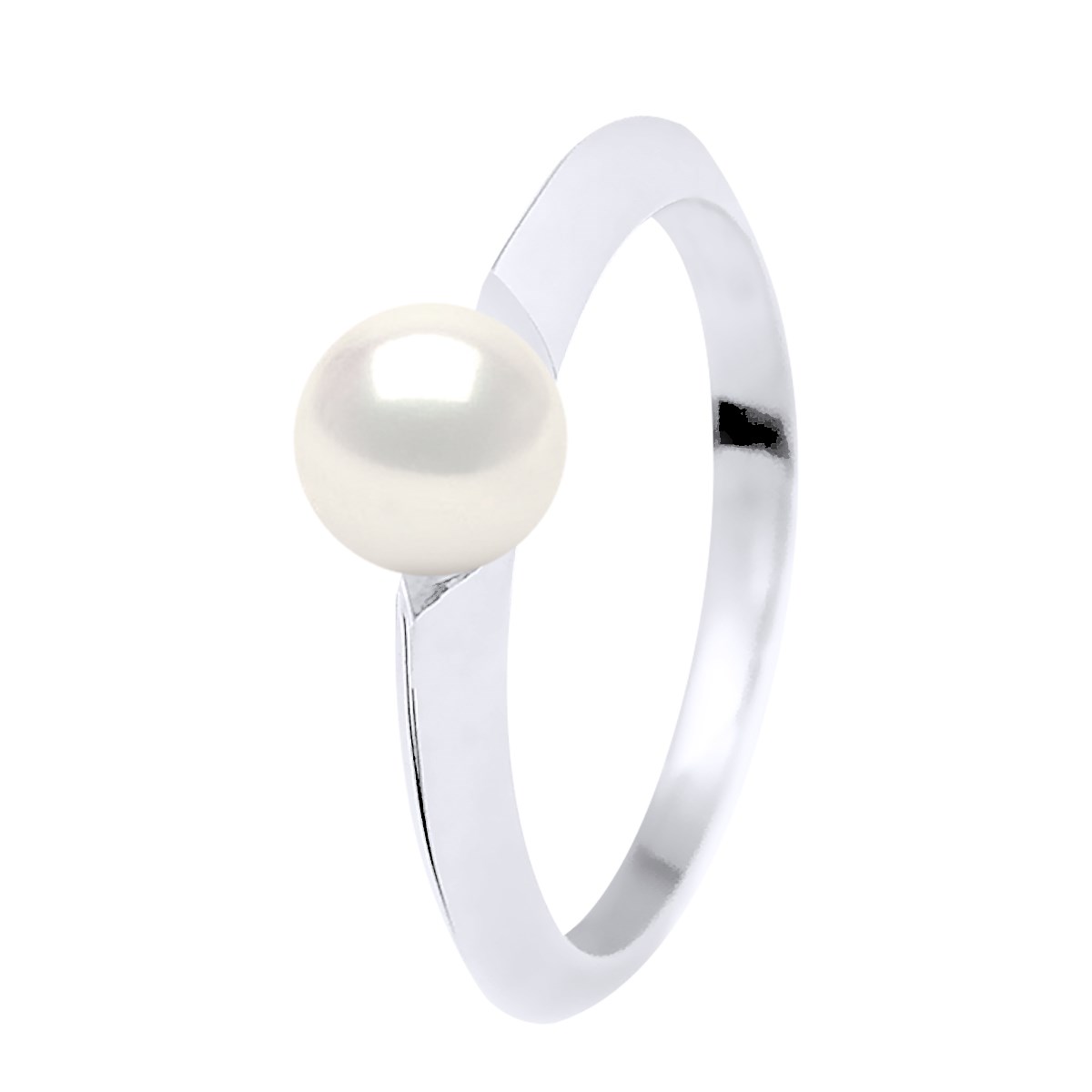 Bague Jonc Perle d'Eau Douce Ronde 6-7 mm Or Blanc