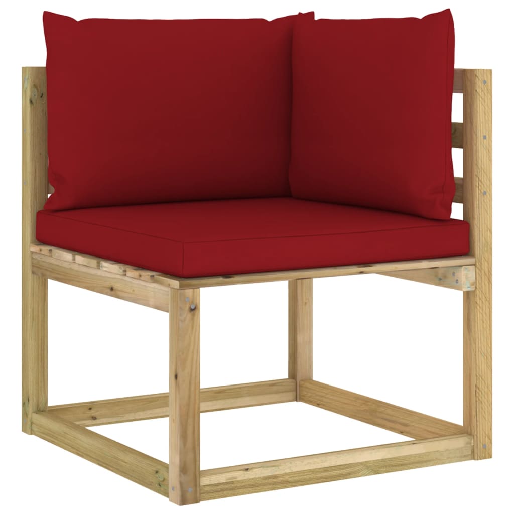 Salon de jardin meuble d'extérieur ensemble de mobilier 6 pièces avec coussins bois de pin imprégné