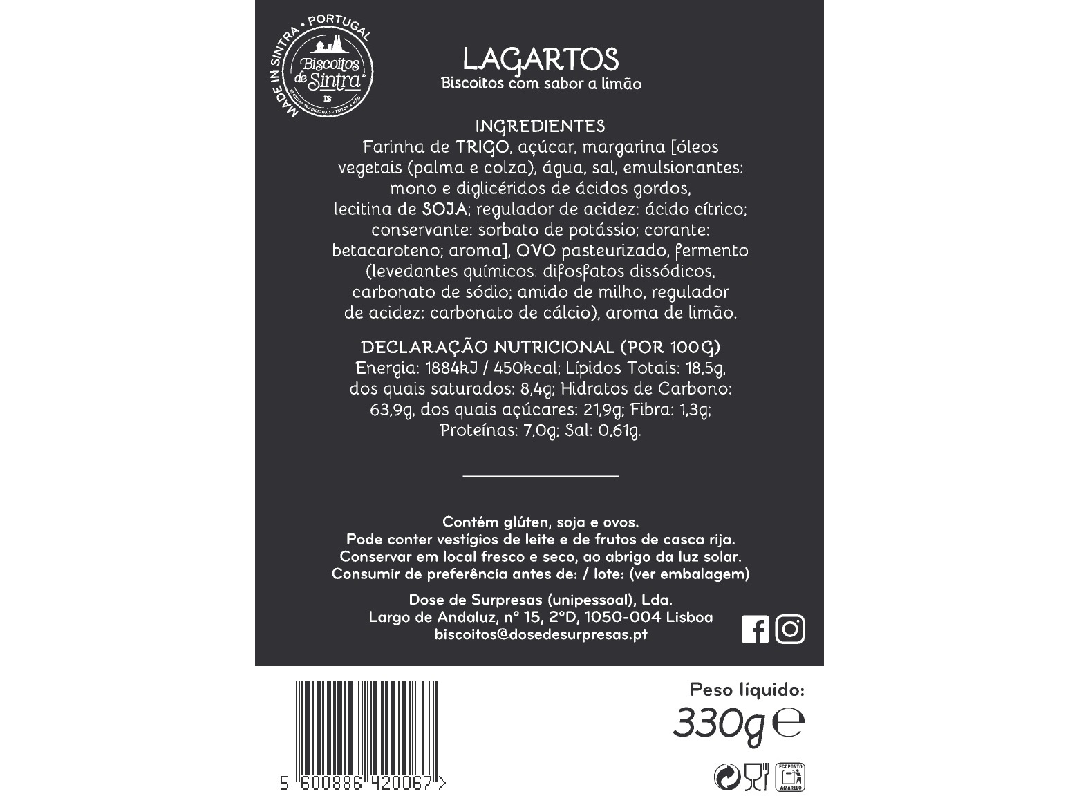 LAGARTOS BISCOITOS DE SINTRA 330GR