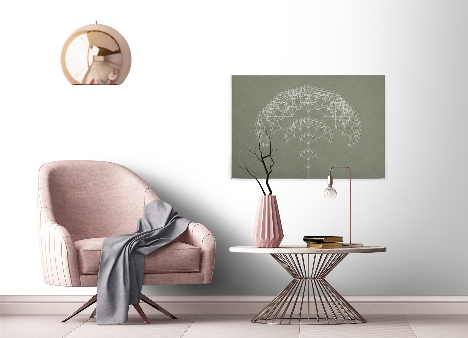 Leinwandbild PUSTEBLUME - grün-weiß - 90x60 cm