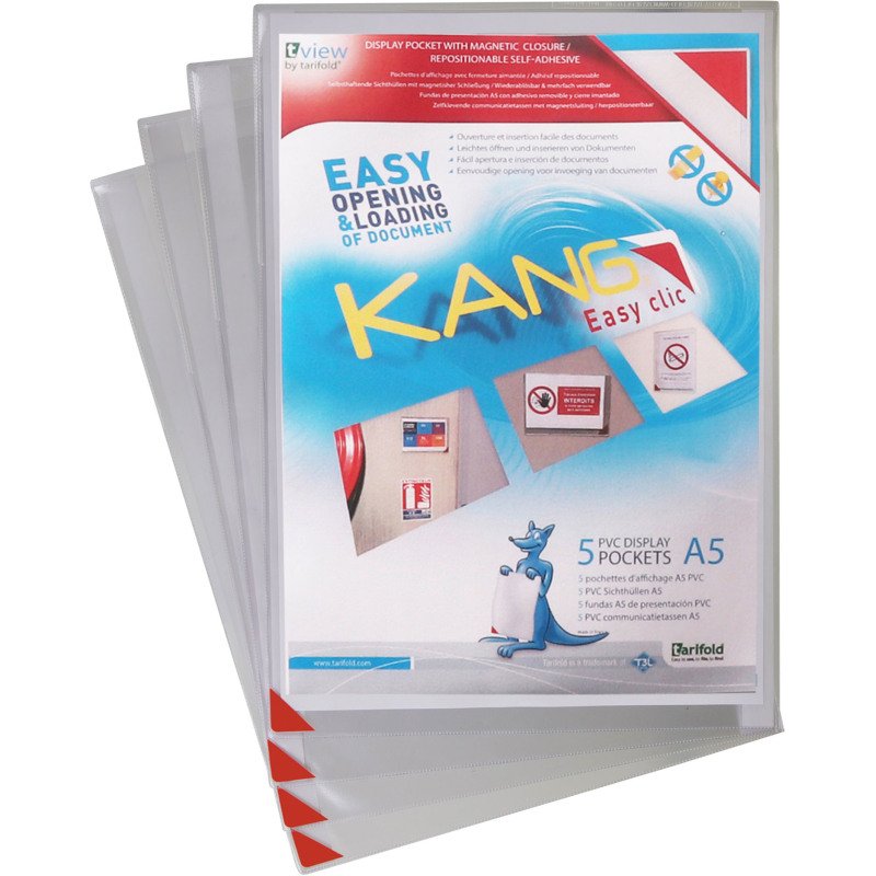 Pochette adhésive A5 Kang Easy Clic Djois by Tarifold- Paquet de 5