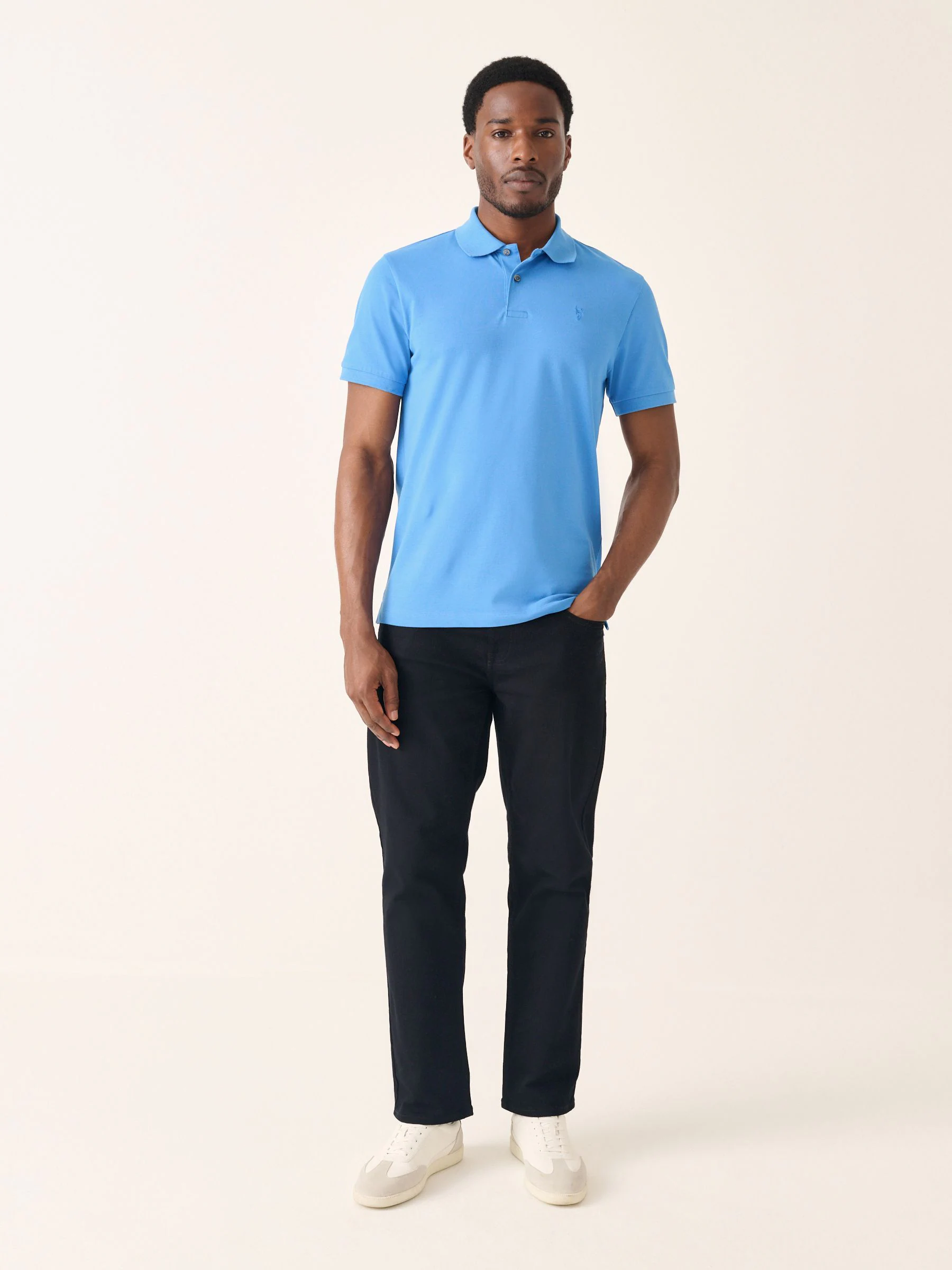 Blauw - Slim Fit - Long-Sleeve Pique Polo Shirt