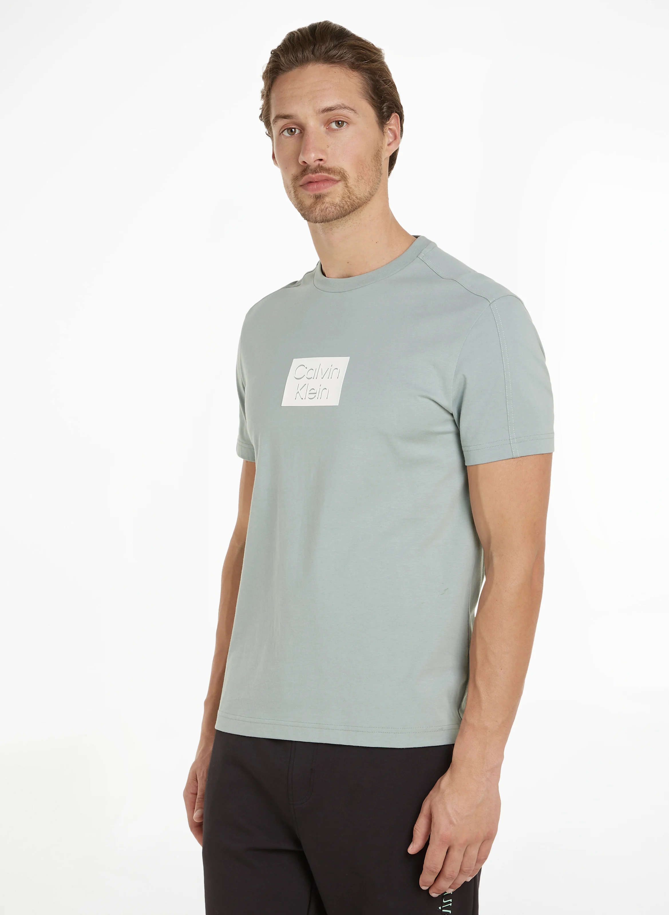 Tee-shirt droit col rond en coton | Gris