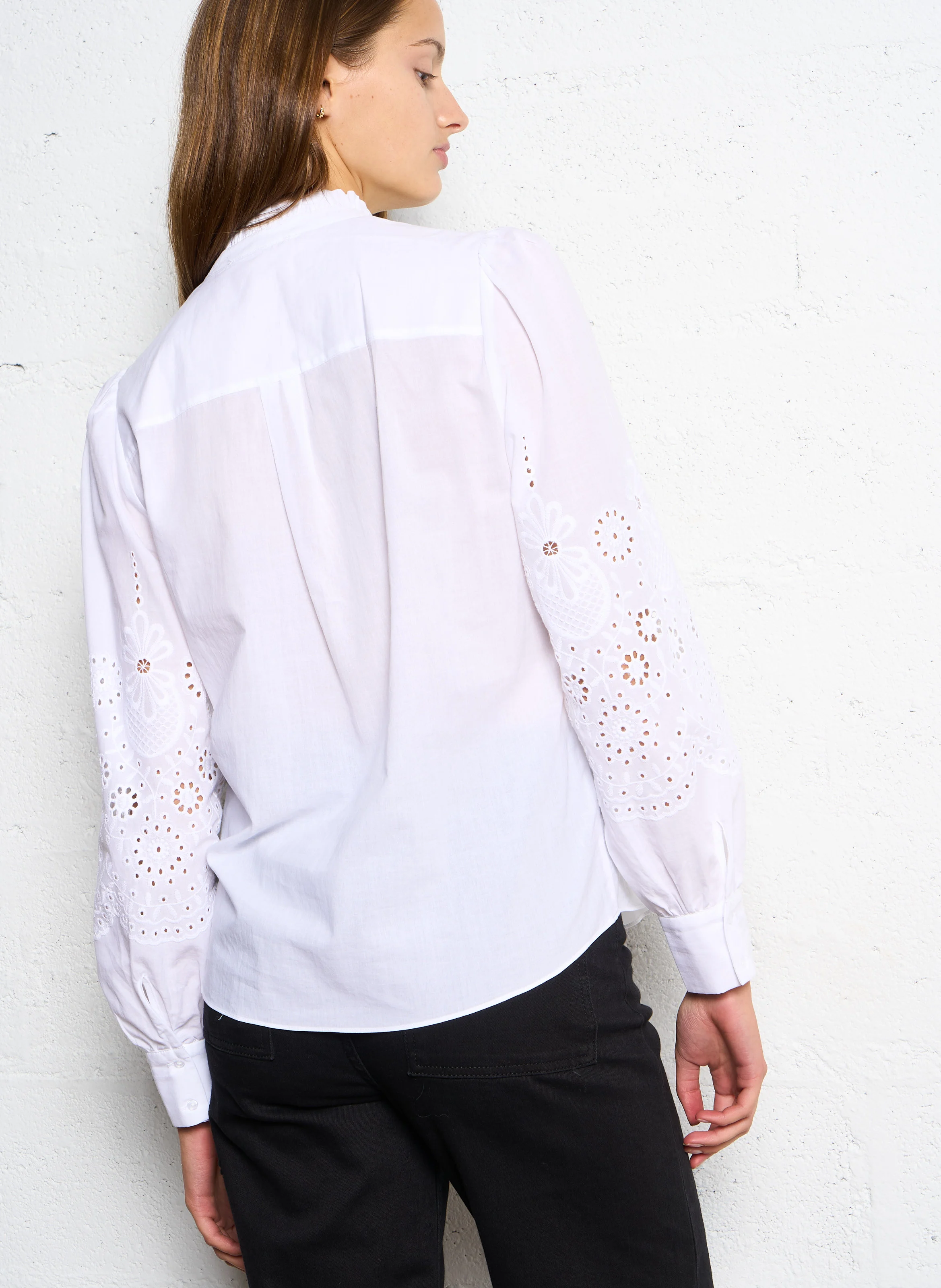 CHALIBA - Blouse col victorien en coton | Blanc