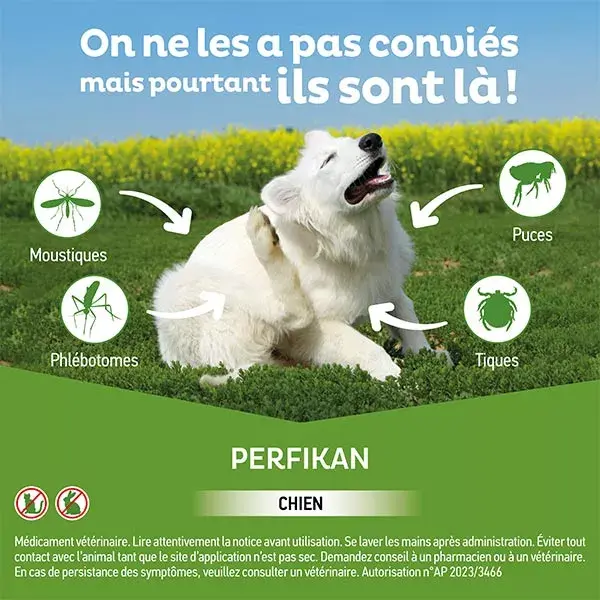 Clement Thekan Perfikan Tratamento contra pulgas e carrapatos para cães de 10 a 20 kg, 4 pipetas