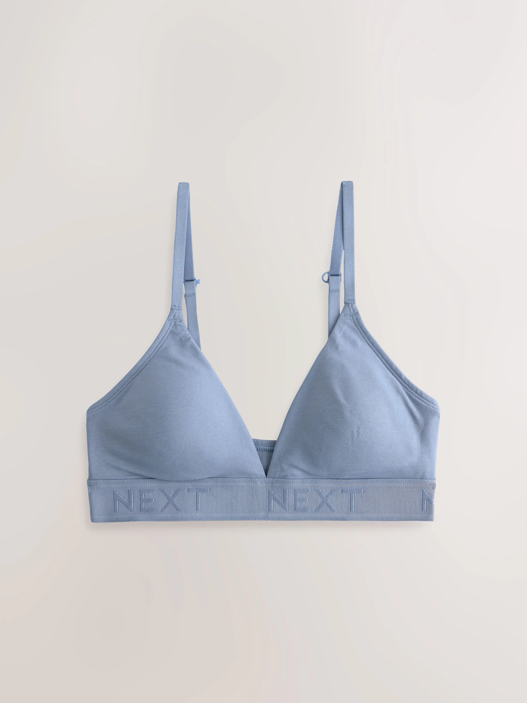 Blauw/ecru - Verpakking van 2 driehoekige bralettes van katoen met logo en ultiem comfort
