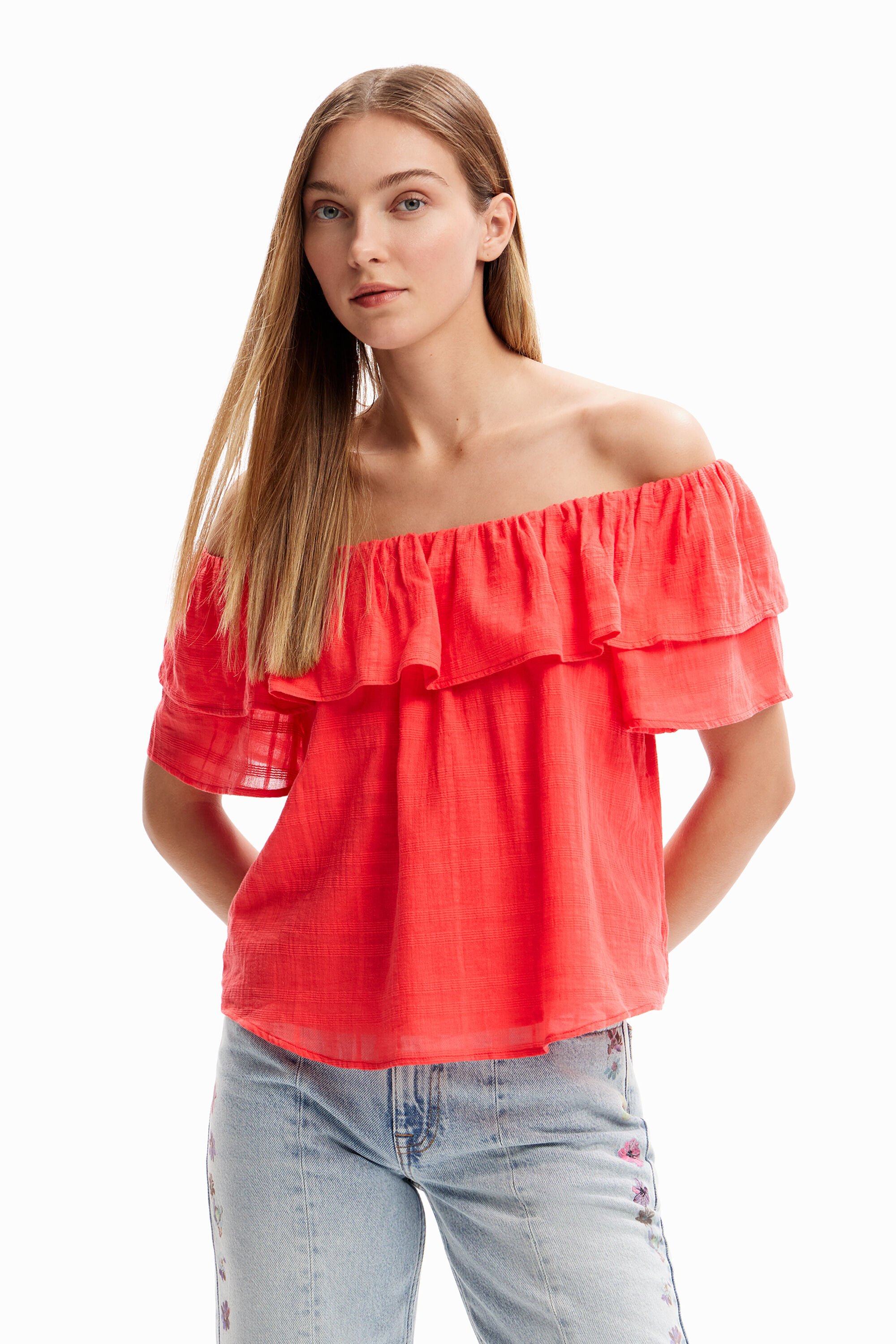 Blouse volants texturée