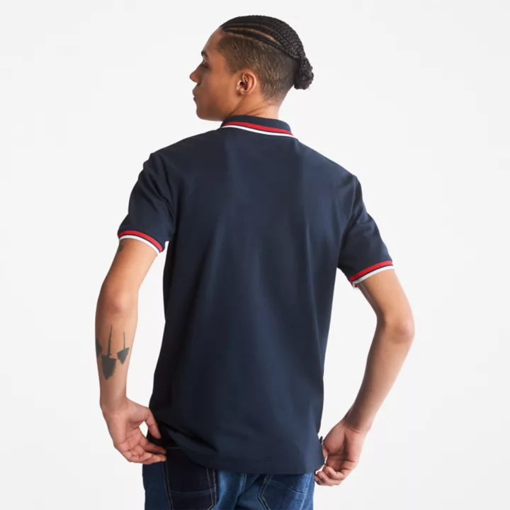 Camisa polo Millers River Tipped para homem, na cor azul marinho.