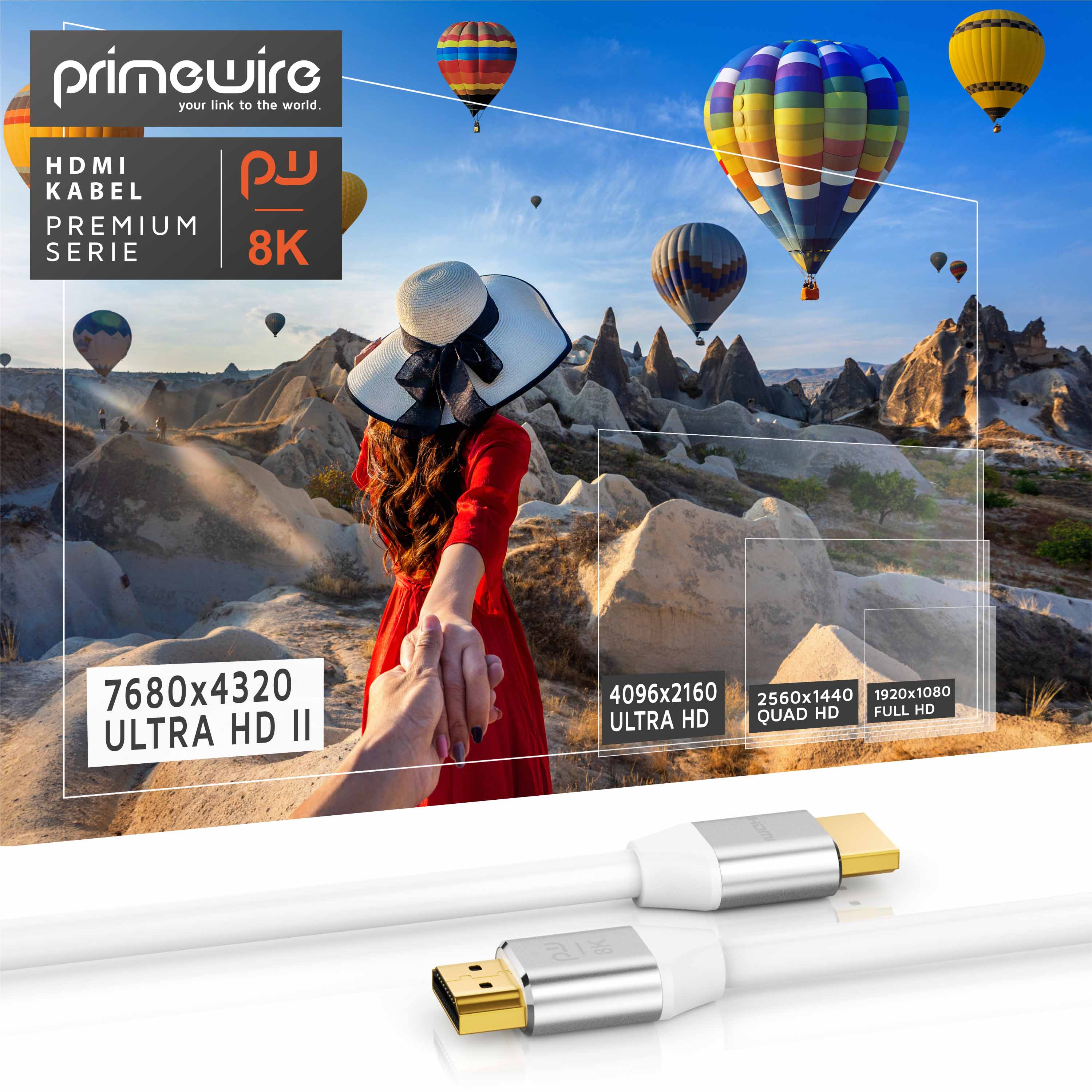 Primewire 8K Premium HDMI Ultra High Speed Kabel 2.1 7680 x 4320 @ 120 Hz mit DSC - 0,5m
