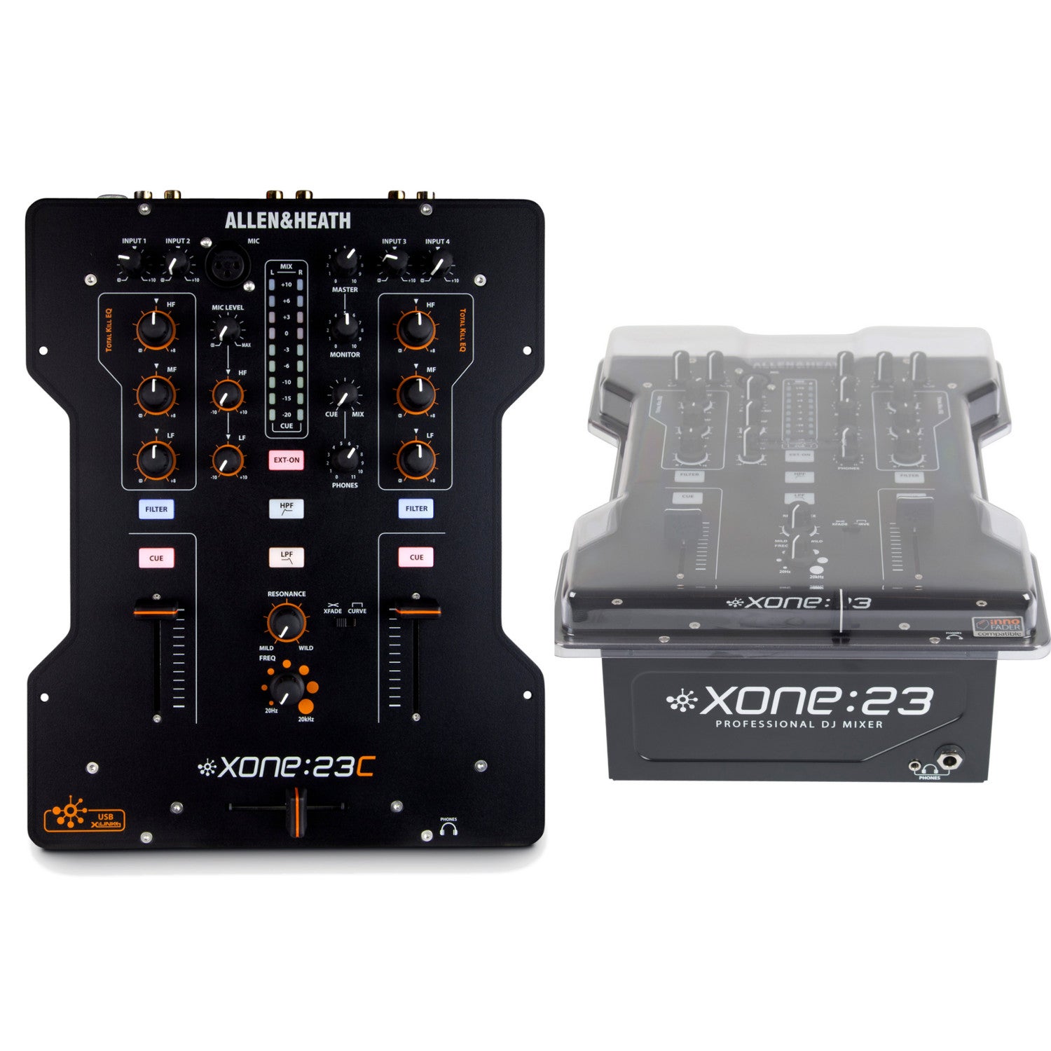 Allen & Heath Xone:23C DJ-mixer + stofkap