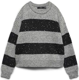 VERO MODA Trui 'VMSparkle'  grijs gemêleerd / zwart