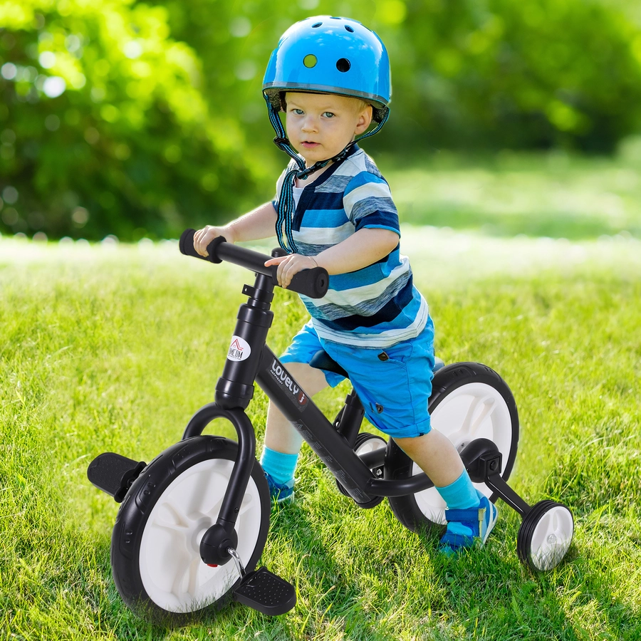 HOMCOM 2-in-1 Kinderfahrrad schwarz