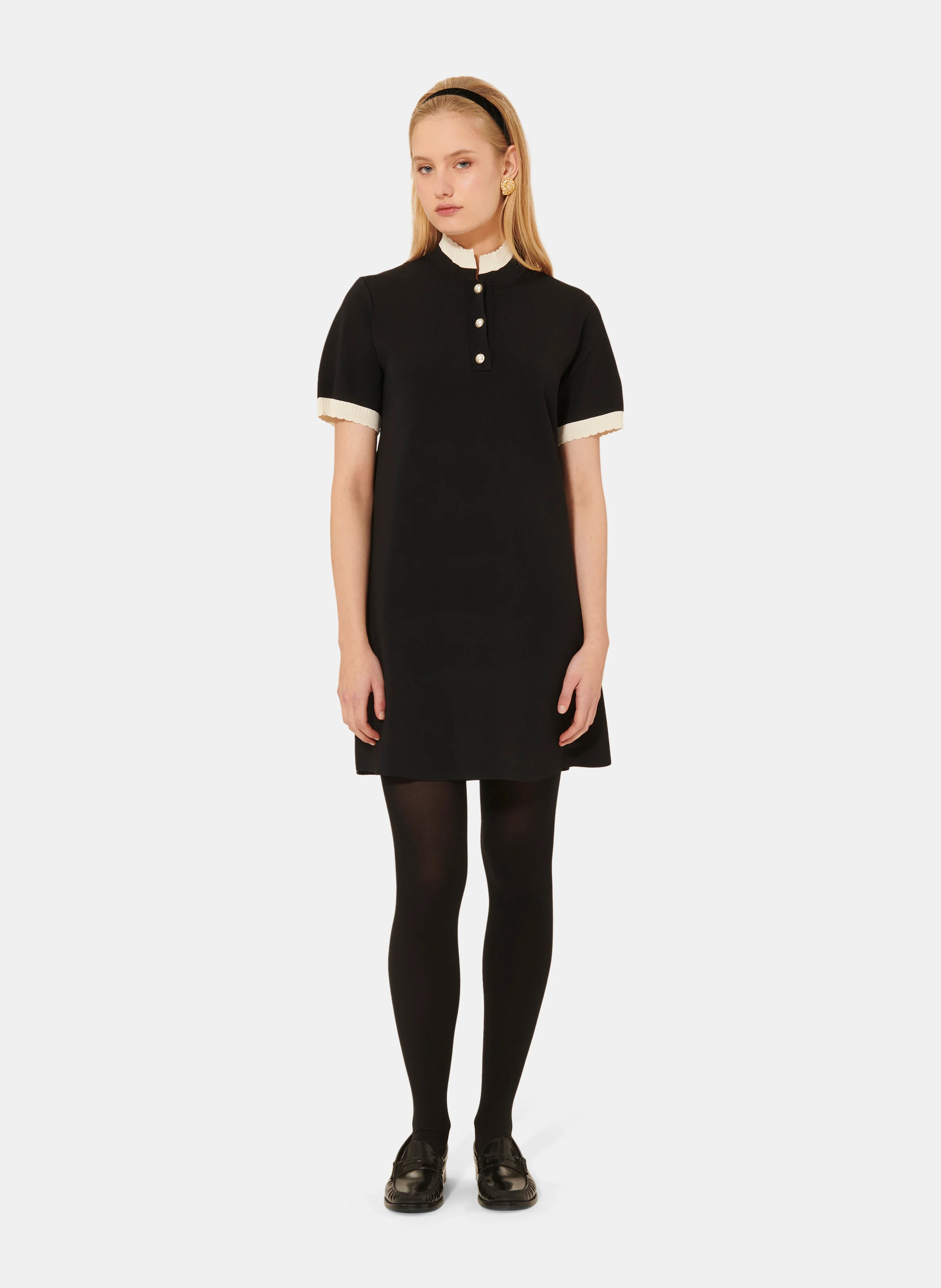 ROSANE - Robe courte col montant | Noir