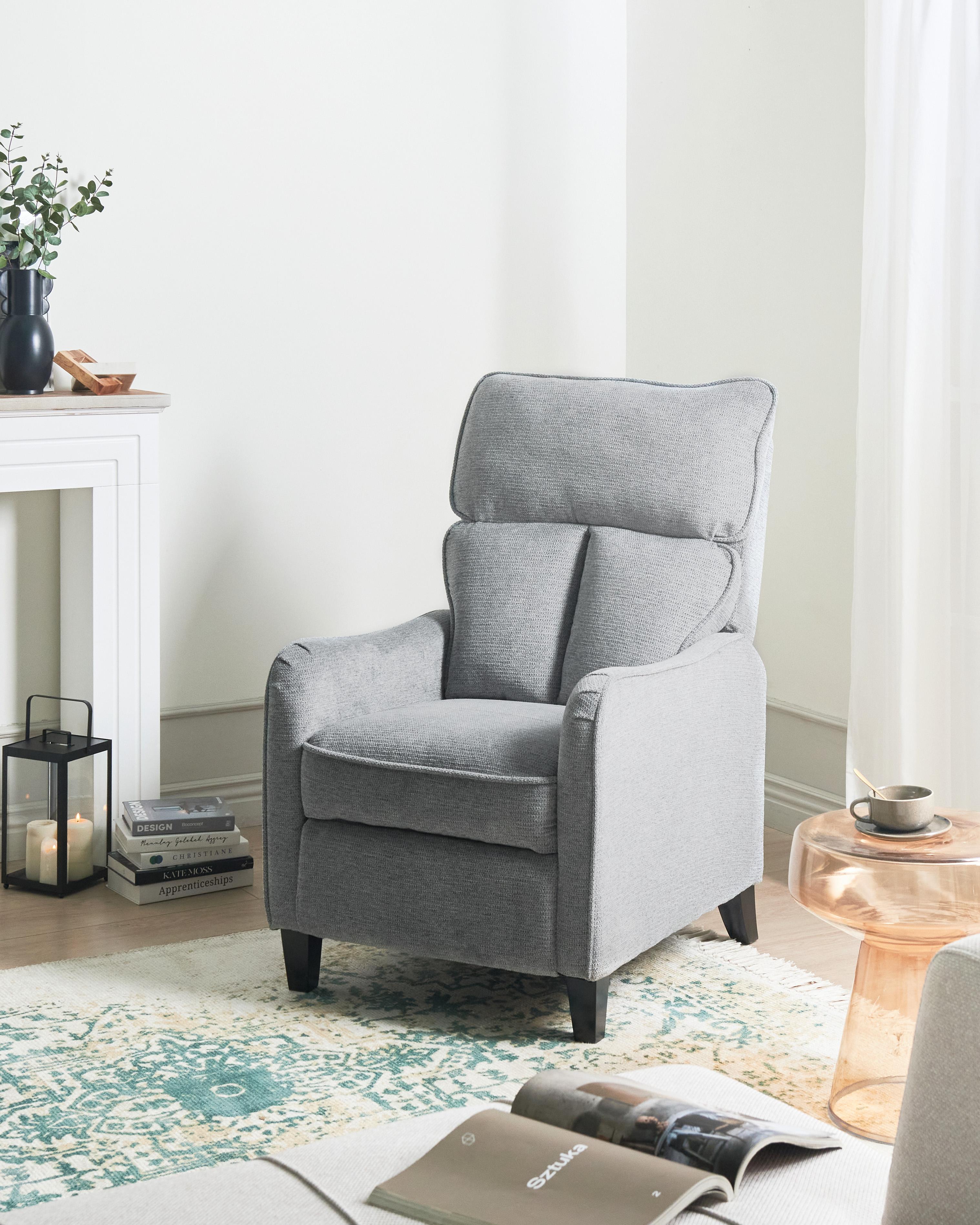 Relaxfauteuil ROYSTON inclusief voetensteun Stof Grijs