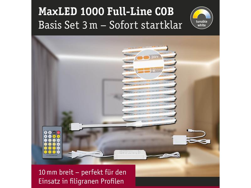Paulmann MaxLED 1000 LED Strip Full-Line COB Basisset 3m 25.5W 1200 lm/m 673LEDs/m Tunable White 50 VA
