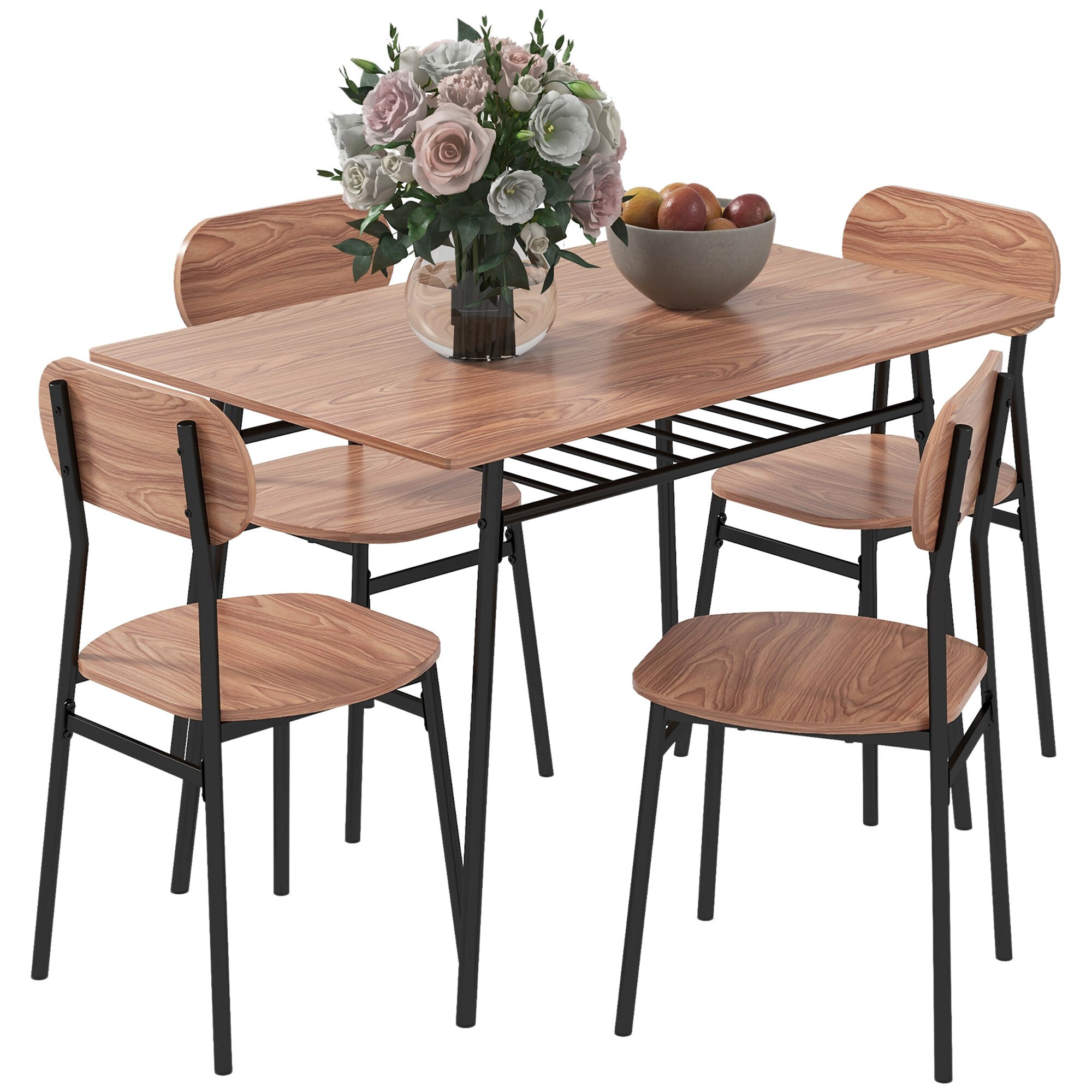HOMCOM Esstisch mit 4 Stühlen natur 110L x 70B x 75H cm
