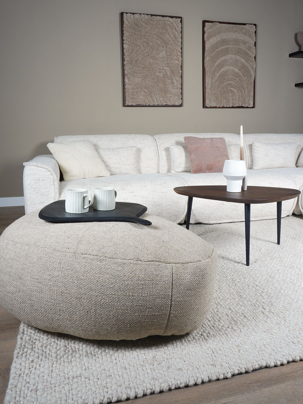 Vloerkleed Adige Cream/Grey - 240 x 340 cm