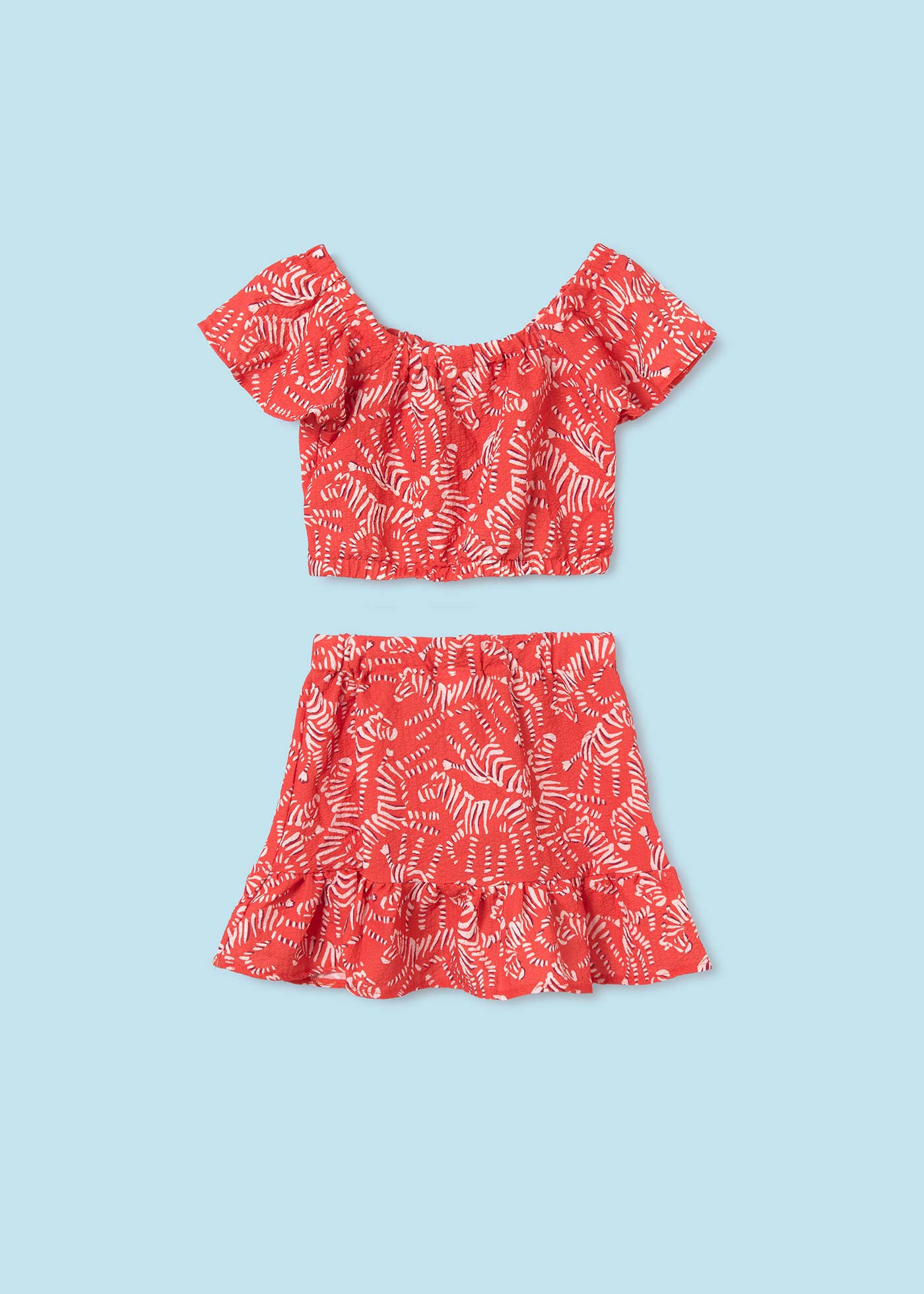 Conjunto de duas peças, blusa e saia, infantil