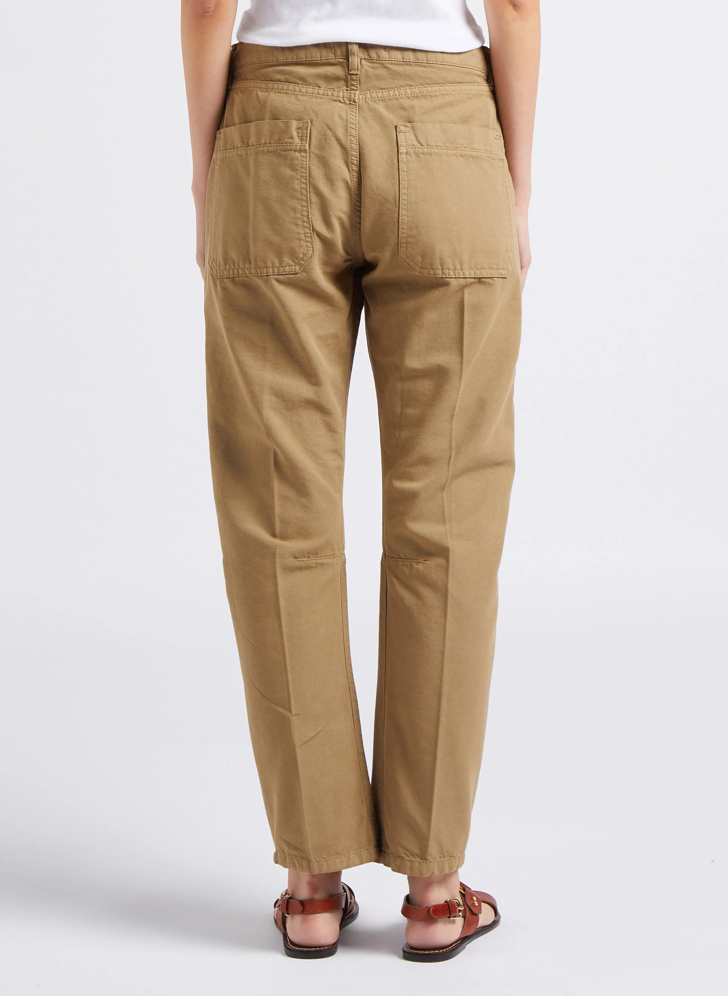 SEAN - Jean droit taille haute en coton | Kaki
