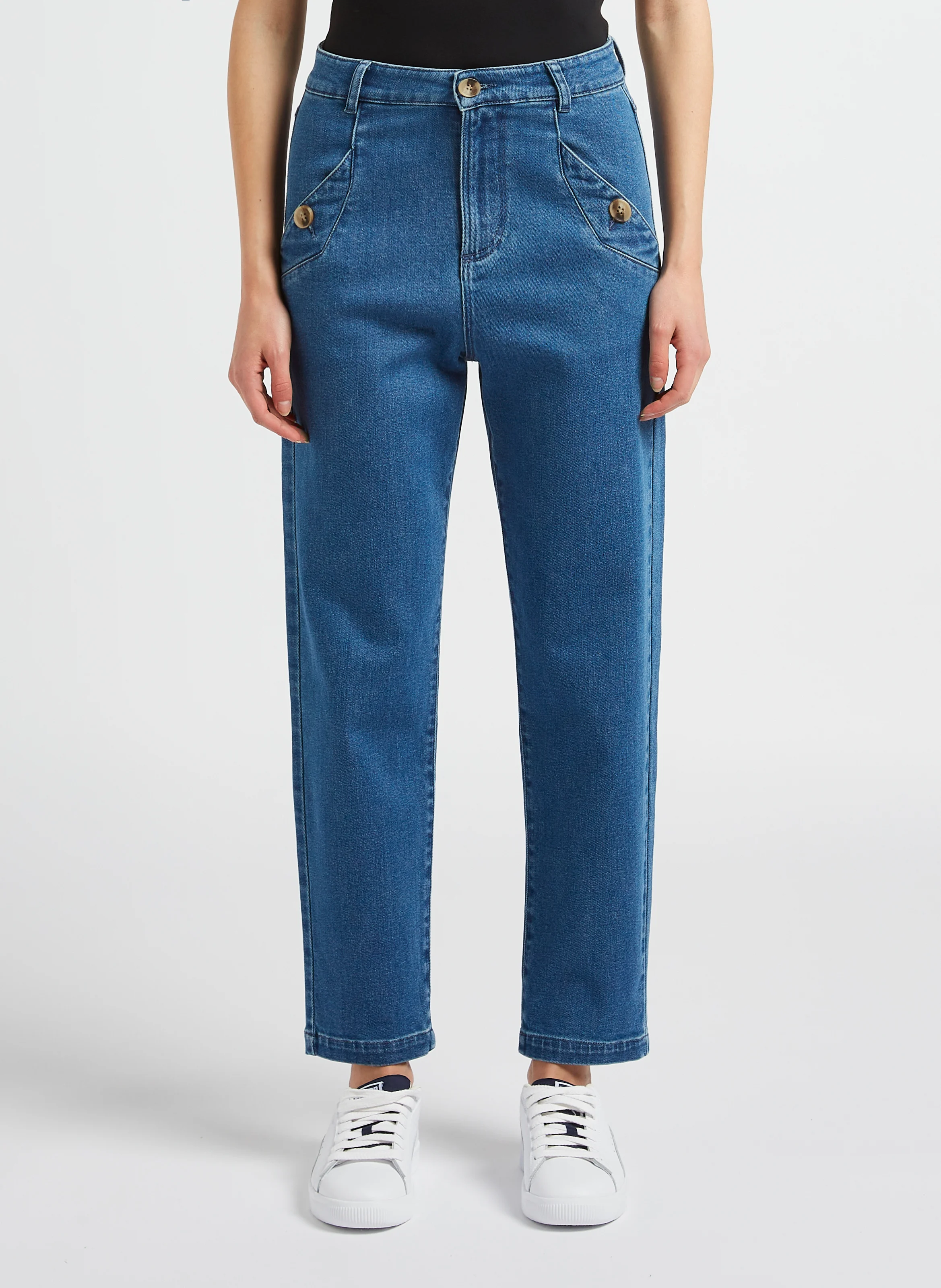 Jean boyfriend en coton stretch | Bleu