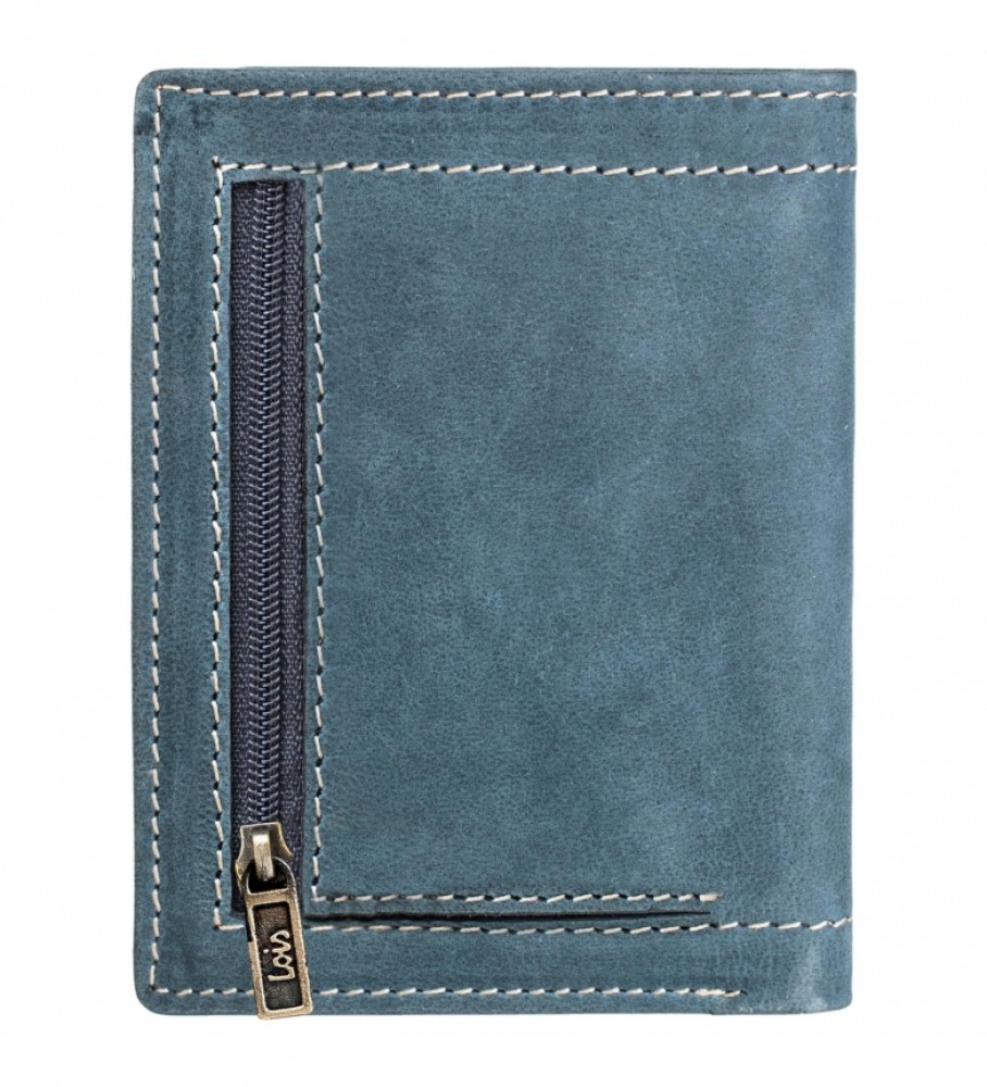 Carteira de couro Lois 201518 Azul - 8 x 11 cm -
