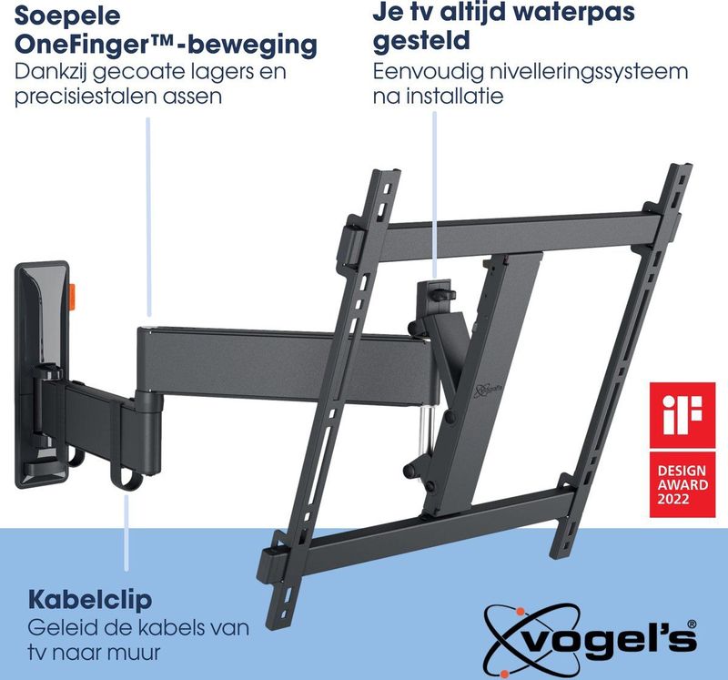 Vogel's COMFORT TVM 3445 - Draai- en Kantelbare TV-Beugel - Zwart - Max 25kg - VESA 400x400