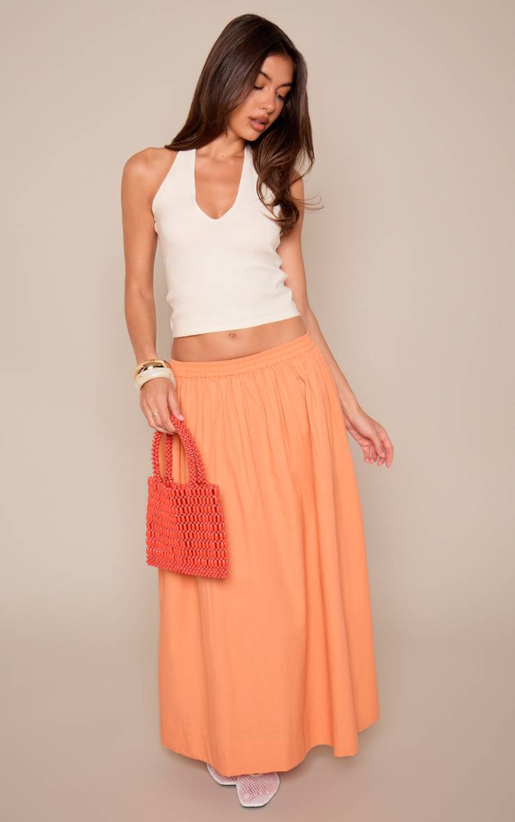 Tangerine Jupe Mi-longue En Coton Avec Détail Poches