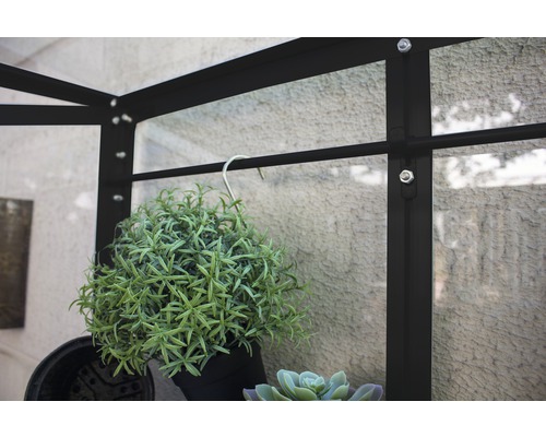 Vitavia Polis 350 balkonkas, enkelvoudig veiligheidsglas, inclusief rolfundering, 81x43 cm, zwart
