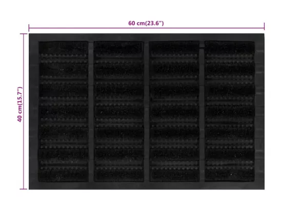 Paillasson rectangulaire 40x60 cm caoutchouc et fibre de coco