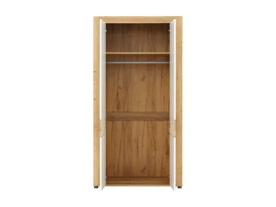 Chambre complète 140x200 Blanc/Bois clair - ABOKI n°1