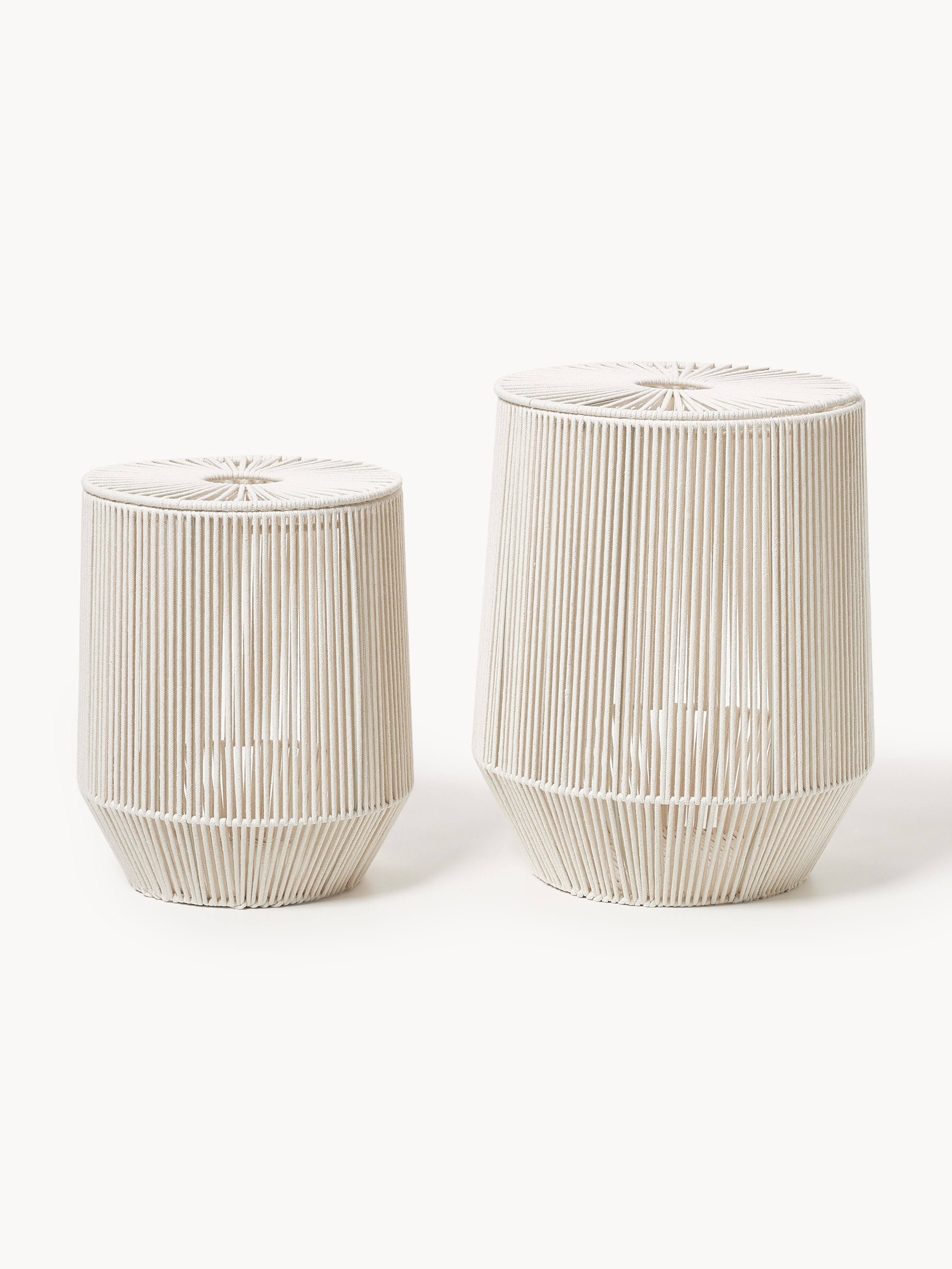 westwing collection Handgewebte Wäschekörbe Gabe aus Seil 2er-Set Beige Kunstfaser