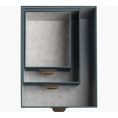 Exacompta OfficeByMe - Lot de 3 boîtes de rangement - bleu canard