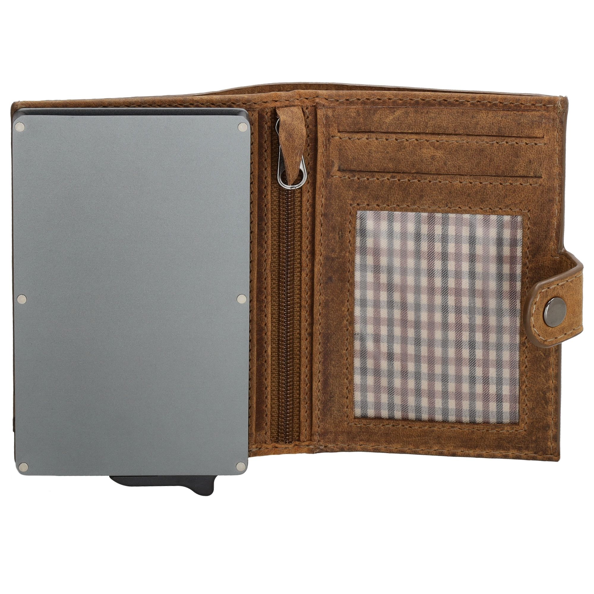 Hide & Stitches Idaho Safety Wallet S met AirTag Holder Bruin
