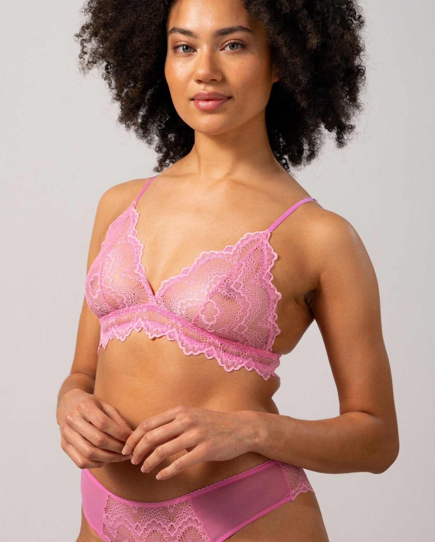 Understatement Underwear Lace Triangle Bralette candy pink