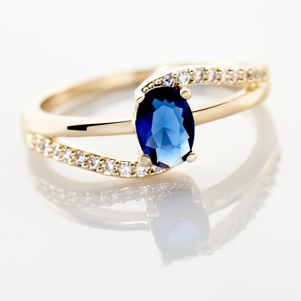 Bague Tyana Plaqué Or Jaune Pierre De Synthese Et Oxyde De Zirconium