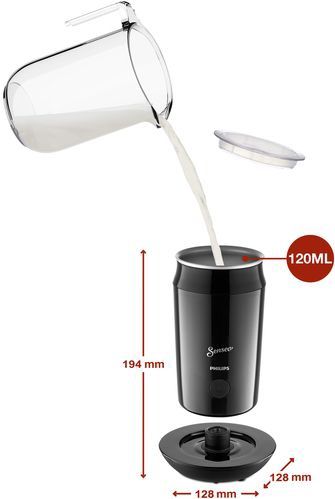 Philips - Senseo - Elektrische Melkopschuimer - Zwart - 120ml