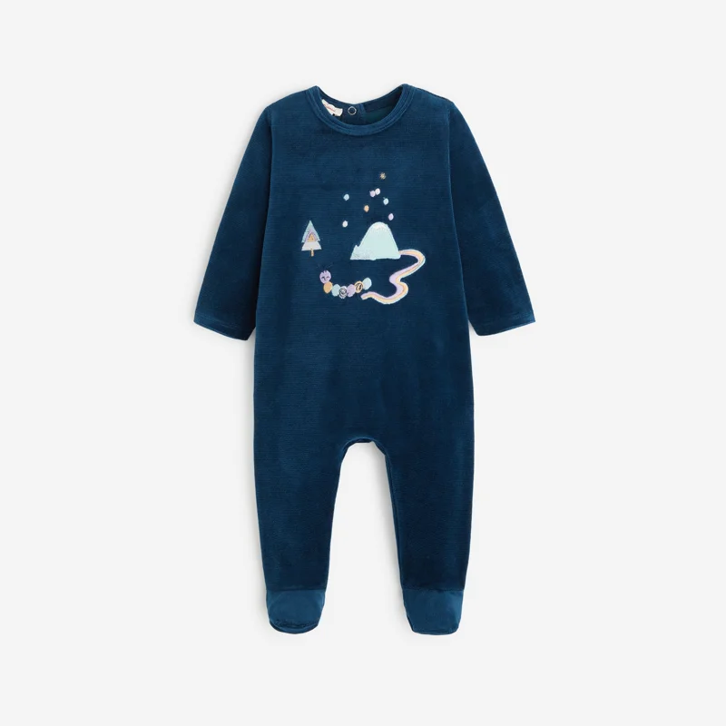 Pyjama à motifs bébé mixte bleu marine en velours maille Catimini Bleu