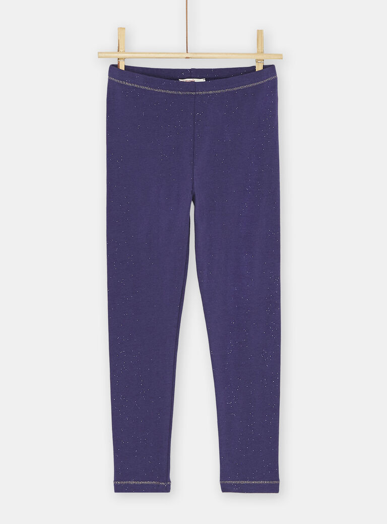 Legging uni indigo à paillettes fille