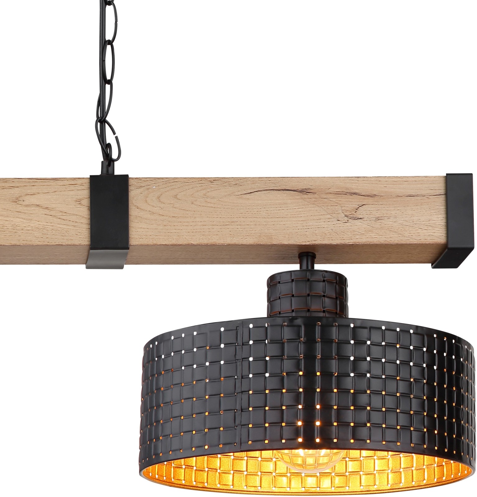 Pendelleuchte - natur-goldfarben-schwarz matt - 80 cm