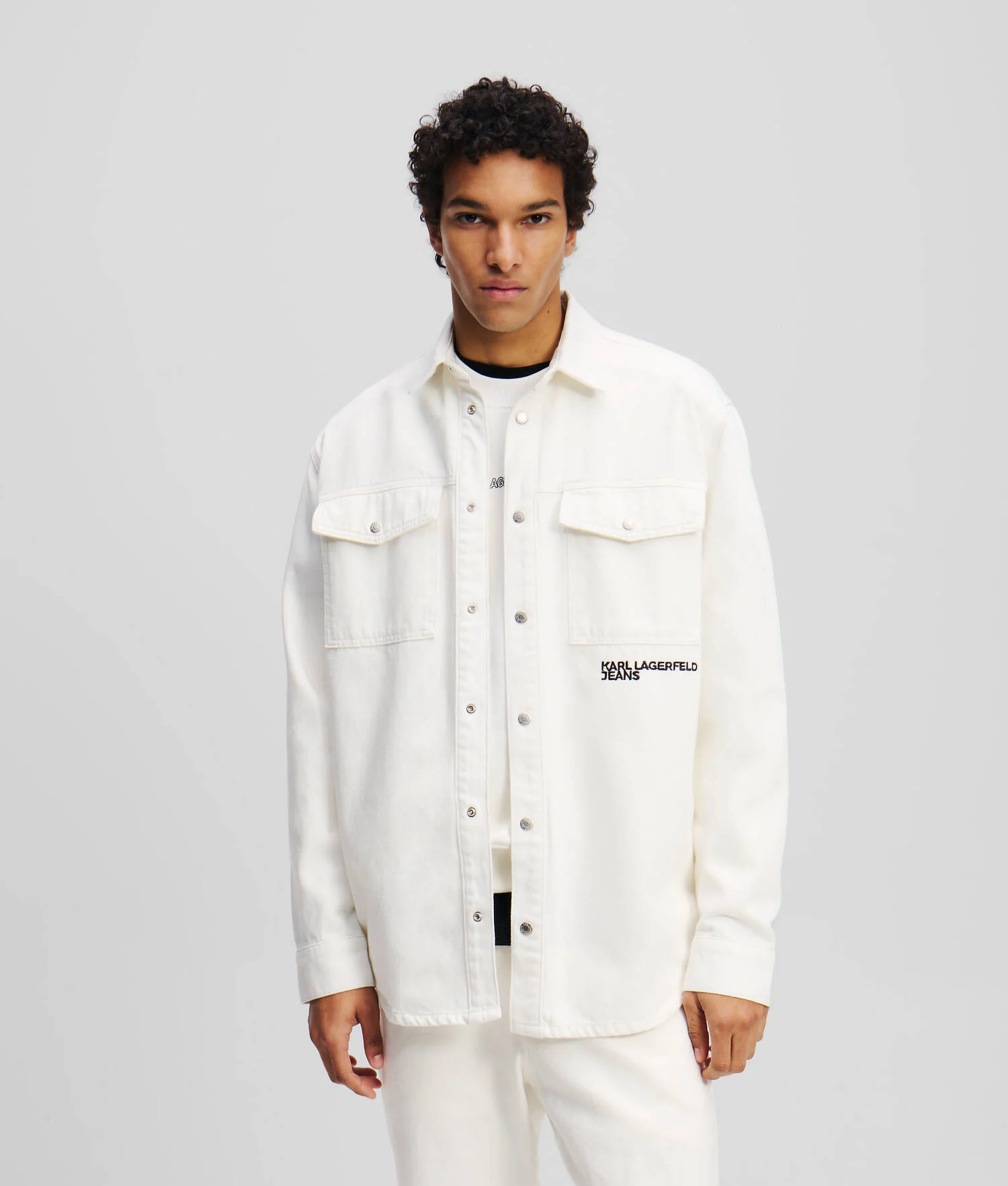 SURCHEMISE EN JEAN AVEC IMPRIMÉ KARL - Denim Blanc