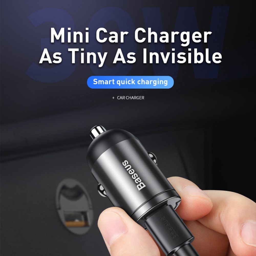 Mini Aluminium 30W (5A) Universal USB Auto KFZ Ladegerät mit Quick Charge 4.0 - Grau