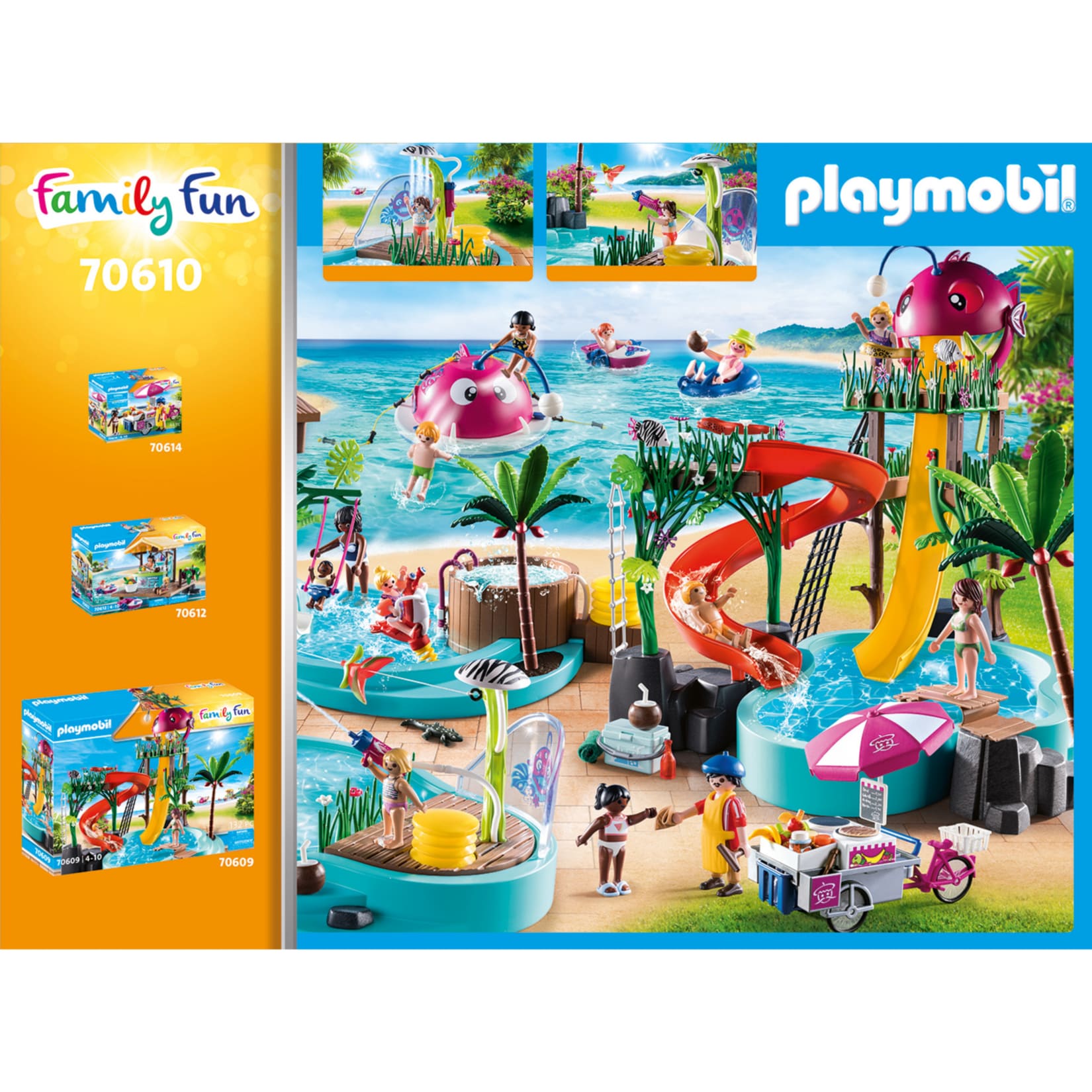 PLAYMOBIL Konstruktionsspielzeug Family Fun Spaßbecken mit Wasserspritze