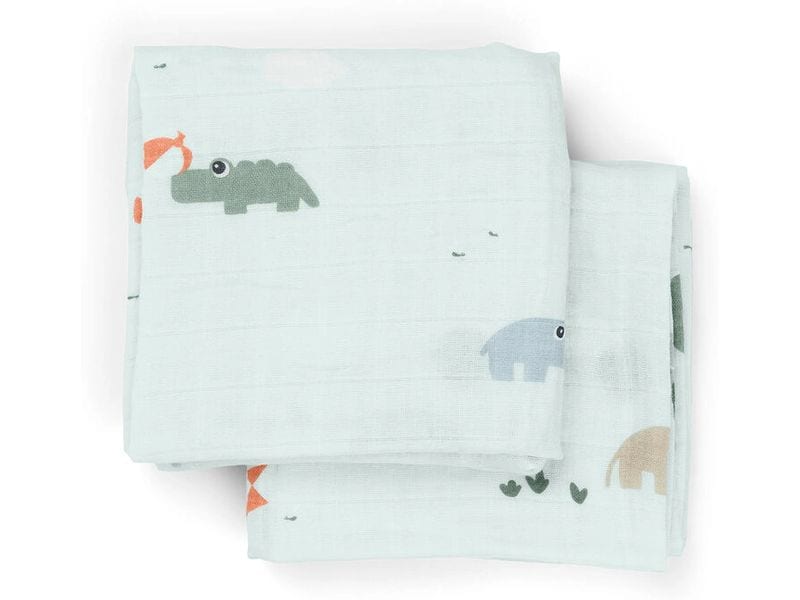 done by deer Mulltuch 2er Set Playground Blau 65 cm x 65 cm Multifunktionale Spucktücher
