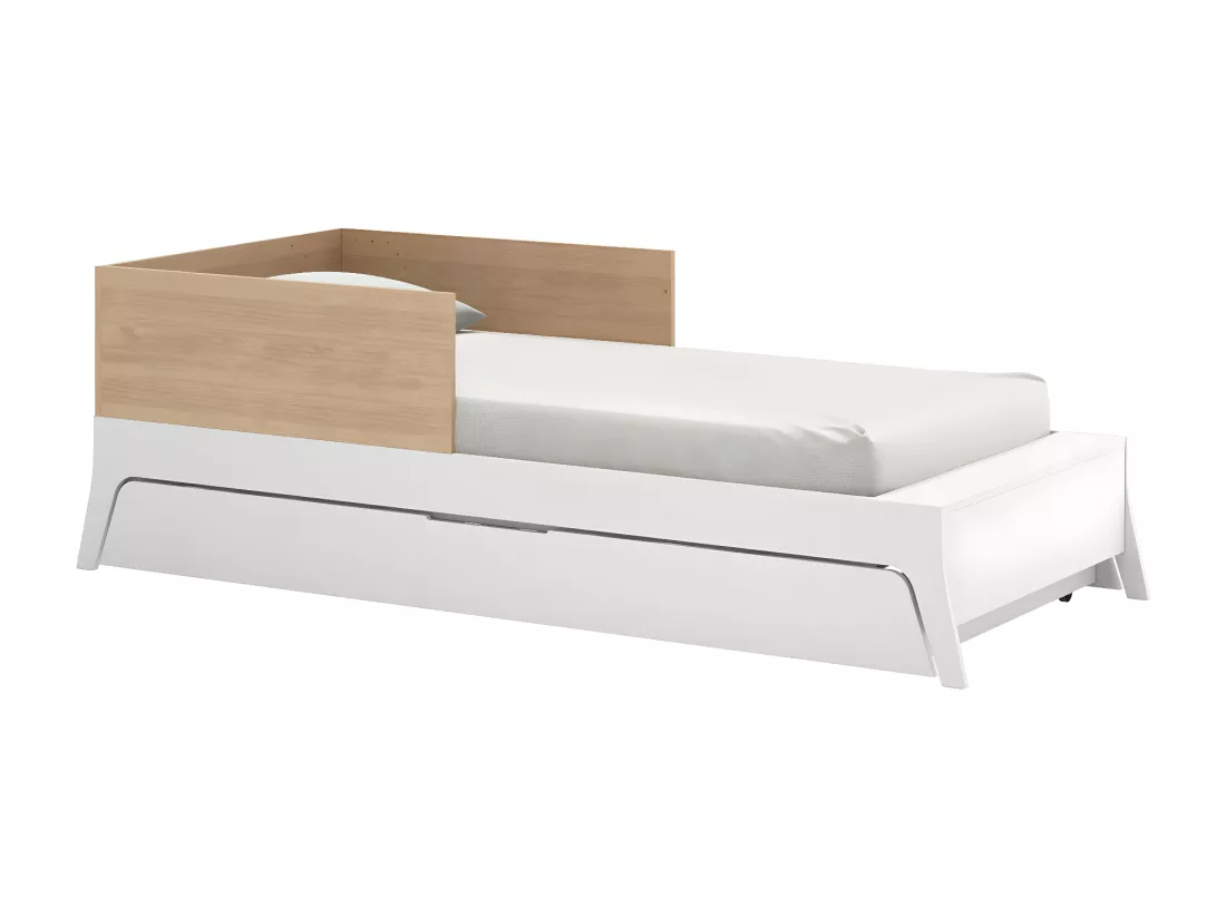 Pack lit bébé combiné et évolutif avec matelas 70x140 cm panneaux de fibres blanc et bois CHARLIE