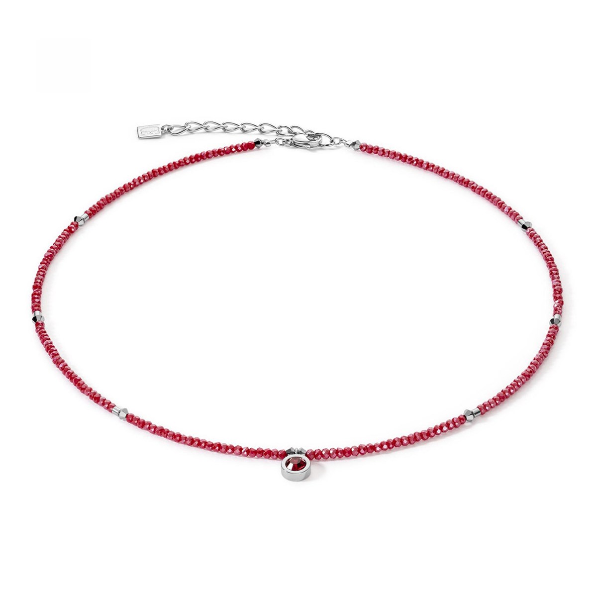 Collier Coeur de Lion Sparkling Dot Delicateargenté et rouge