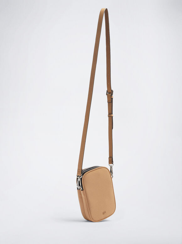 Bolsa para celular com alça de ombro - Cor camelo