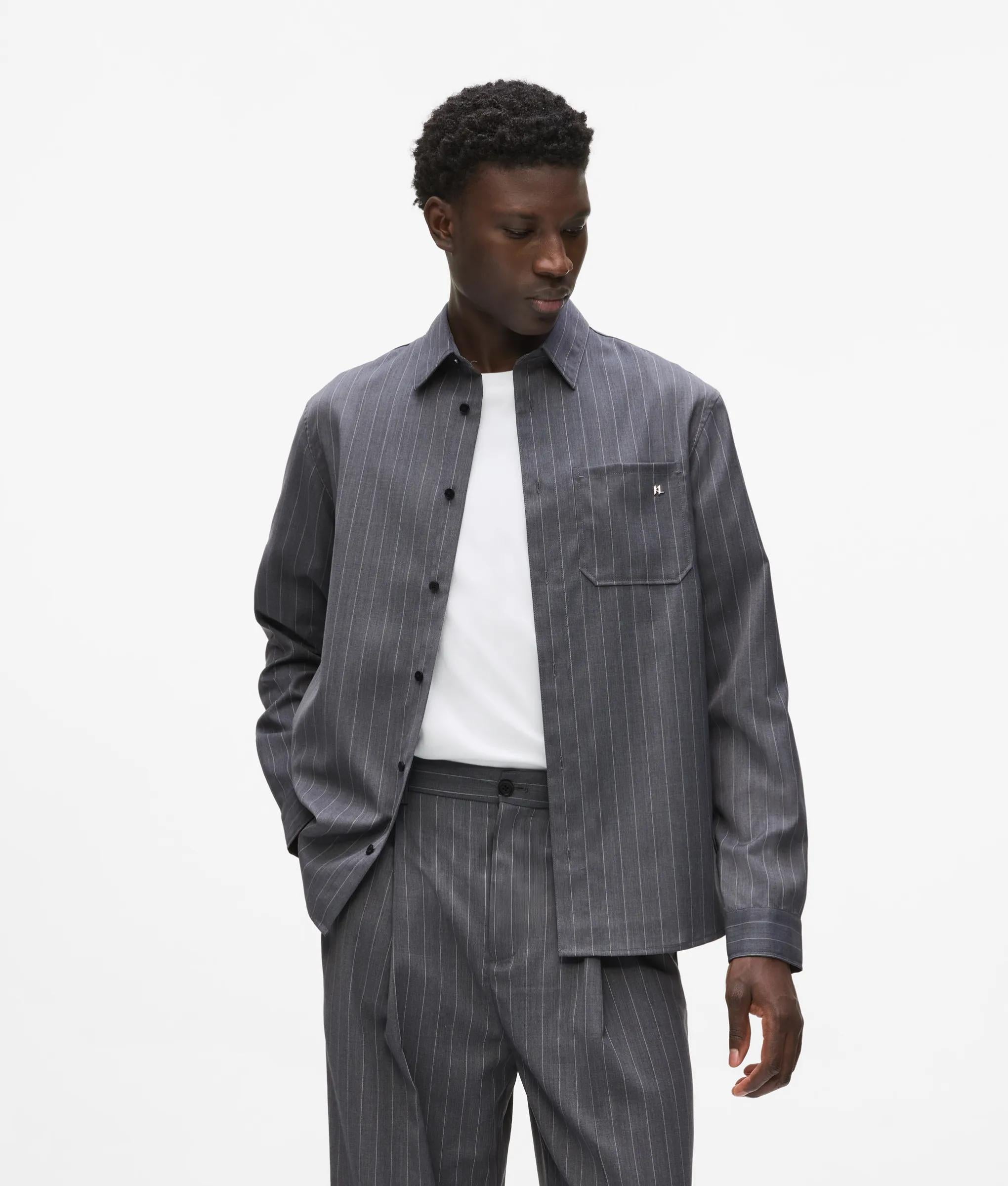 Gestreept wollen blend shirt