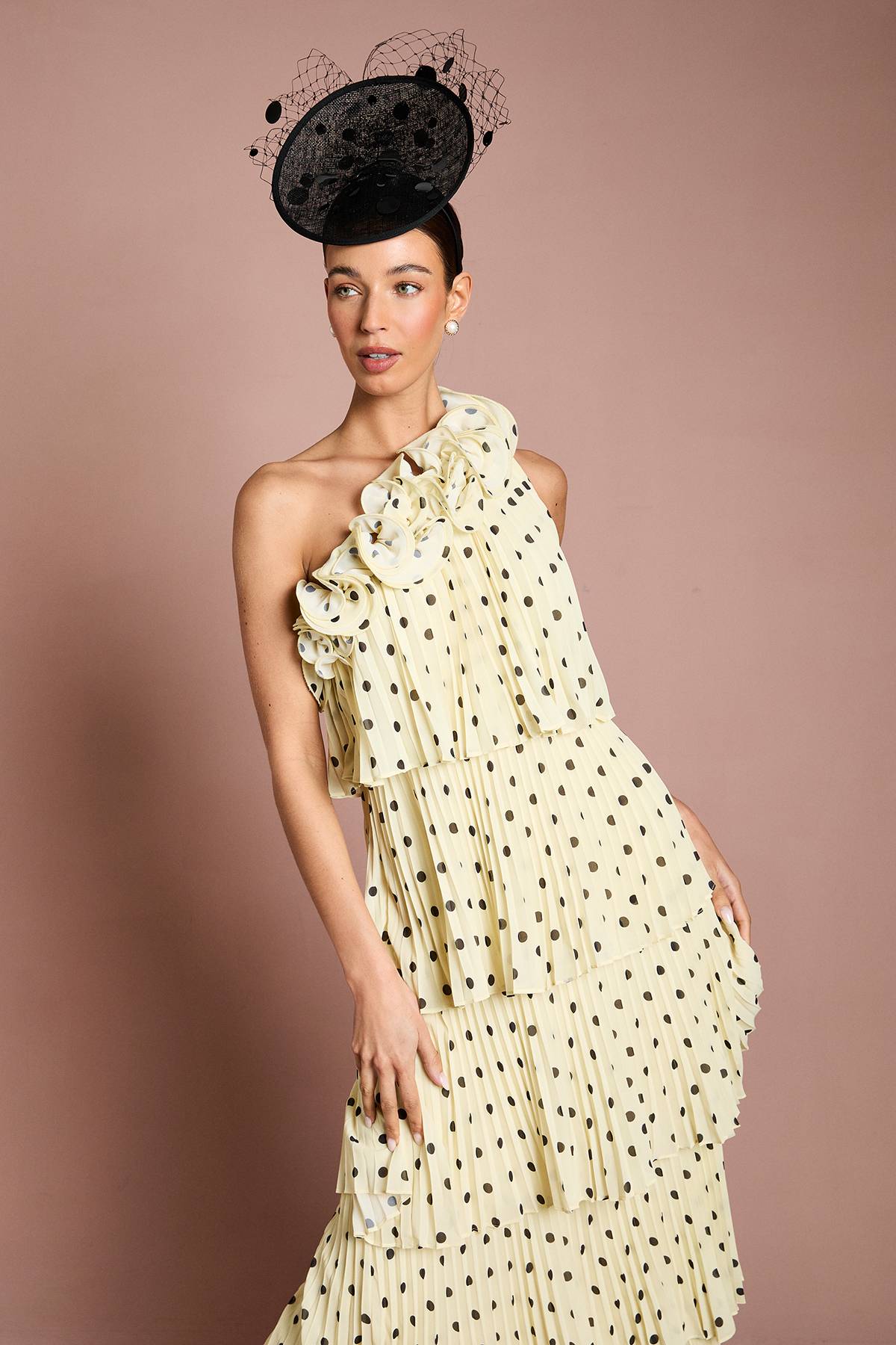 Coast Robe Maxi Étagée Lisa Tan À Imprimé Floral 3D À Pois