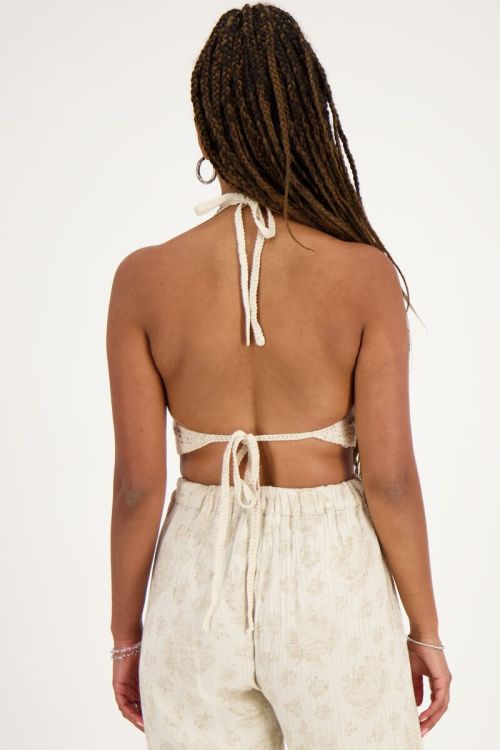 Beige gehaakte bralette met open rug